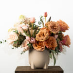 floral arrangement of roses benches